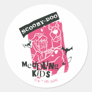 Sticker Rond Shaggy and Scooby Doo Meddling Kids Punk Outline