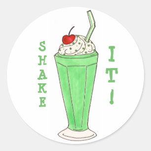 Sticker Rond Shake It St Patrick's Day Milkshake Shamrock vert