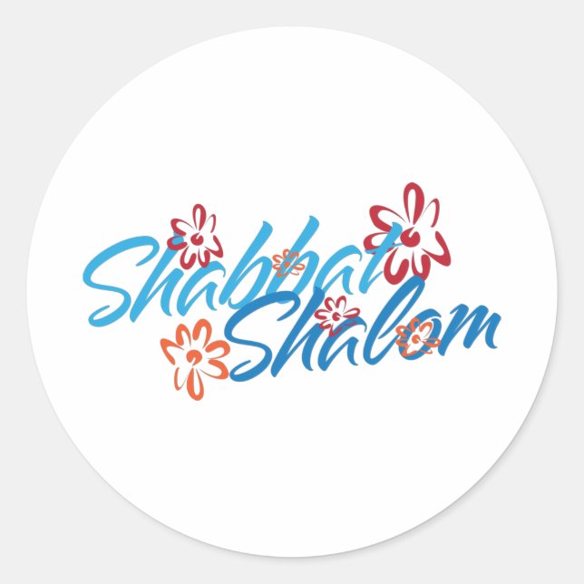 Sticker Rond Shalom Shabbat Floral (Devant)