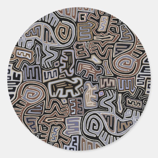 Sticker Rond Shaman Peyote Serpent spirituels rituels (Devant)