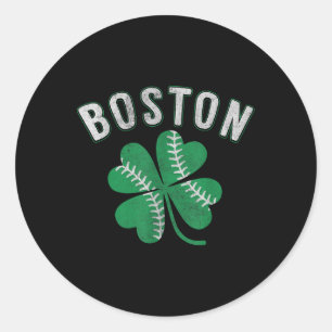 Sticker Rond Shamrock Baseball Clover Boston Jour de la Saint P