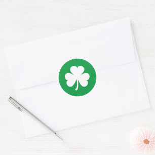 Sticker Rond Shamrock blanc sur la St Patrick Green en Irlande