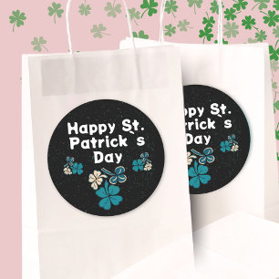 Sticker Rond Shamrock Clover Irish Joyeux St Patrick`s Day