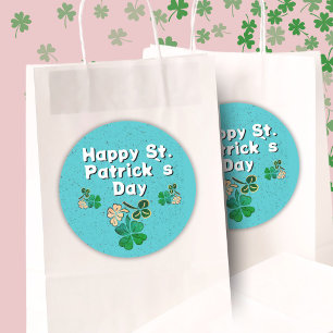 Sticker Rond Shamrock Clover Irish Joyeux St Patrick`s Day