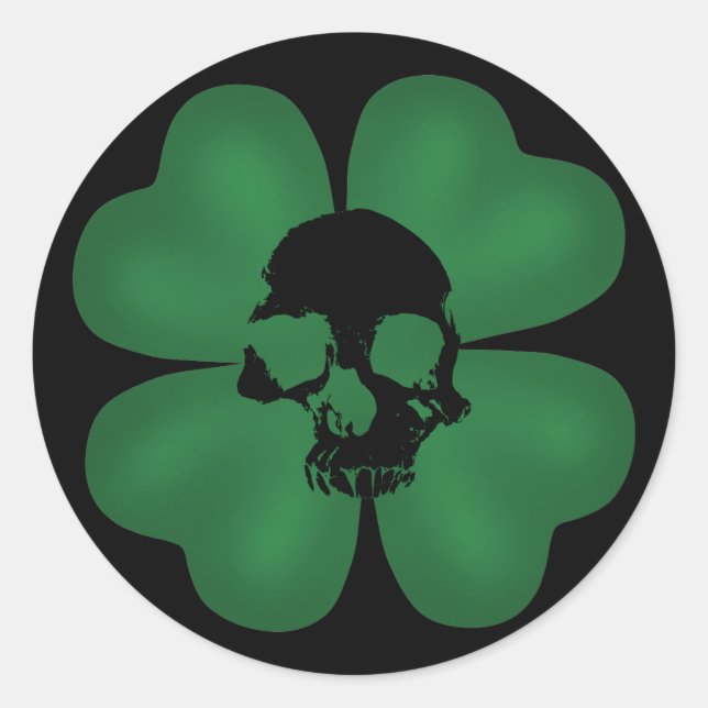 Sticker Rond shamrock crâne éffrayant (Devant)