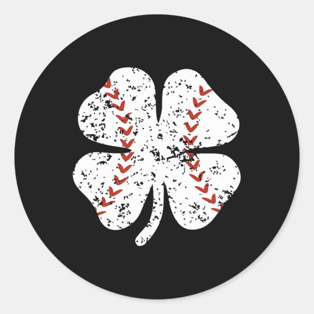 Sticker Rond Shamrock de baseball Jour de la Saint Patrick lanc (Devant)