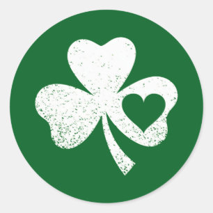 Sticker Rond Shamrock de coeur de Green Jour de la Saint Patric