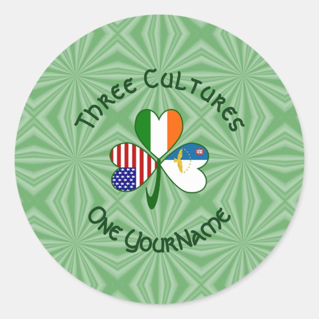 Sticker Rond Shamrock de drapeaux irlandais américains (Devant)