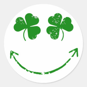 Sticker Rond Shamrock de la Saint Patrick face à l'humour