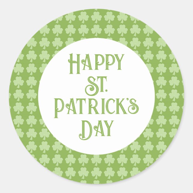 Sticker Rond Shamrock de verdure Clover Pois Patrick's Day (Devant)
