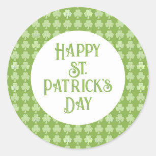 Sticker Rond Shamrock de verdure Clover Pois Patrick's Day