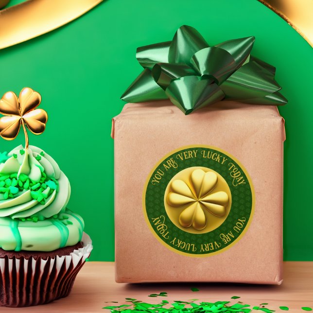 Sticker Rond Shamrock doré personnalisé Saint Patrick's Day (Créateur téléchargé)