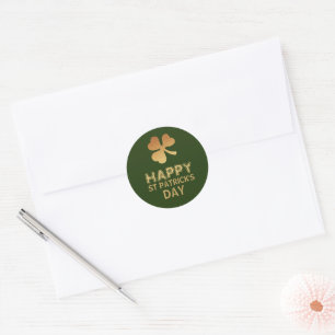 Sticker Rond Shamrock Gold Foil, Saint Patrick's Day