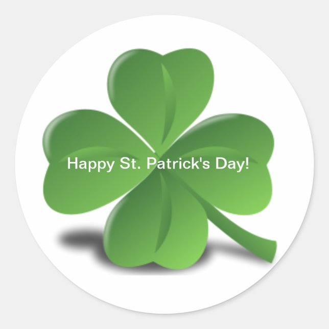Sticker Rond Shamrock Happy St. Patricks Day Simple Clover (Devant)