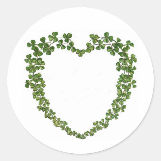 Sticker Rond Shamrock Heart Vintage St. Patrick's Day