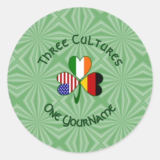 Sticker Rond Shamrock irlandais américain allemand personnalisé (Devant)