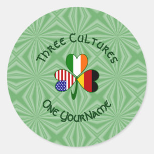 Sticker Rond Shamrock irlandais américain allemand personnalisé