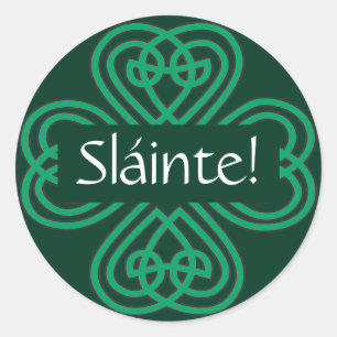 Sticker Rond Shamrock irlandais de Sláinte Green Celtic Lucky 