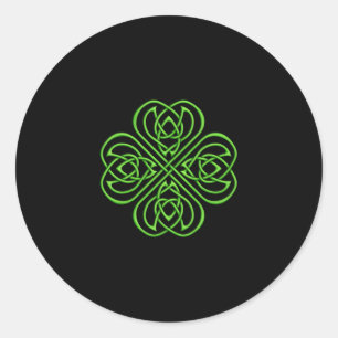 Sticker Rond Shamrock irlandais - Green Celtic Knotwork
