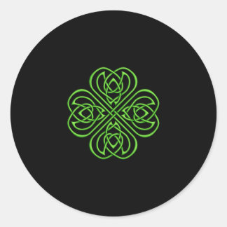 Sticker Rond Shamrock irlandais - Green Celtic Knotwork