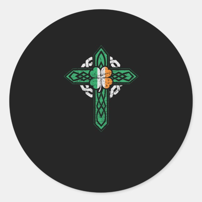 Sticker Rond Shamrock irlandais noeud celtique irlandais (Devant)