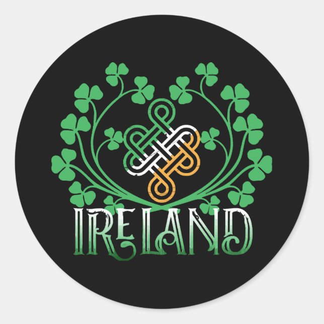 STICKER ROND SHAMROCK IRLANDE (Devant)