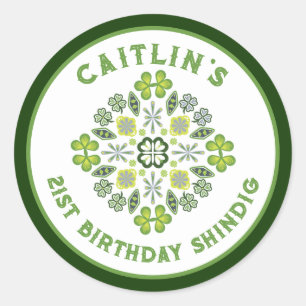 Sticker Rond Shamrock Mandala fête du 21ème anniversaire