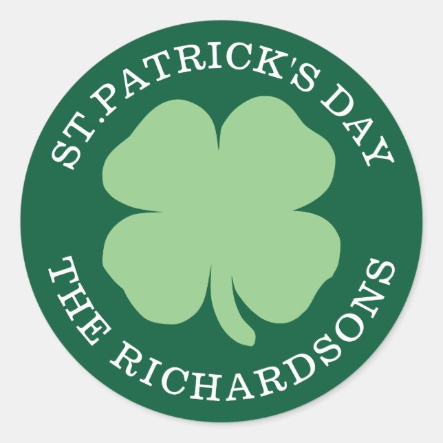 Sticker Rond Shamrock personnalisé St. Patrick's Day Vert (Devant)