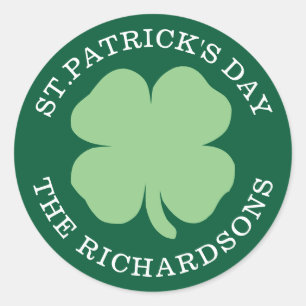 Sticker Rond Shamrock personnalisé St. Patrick's Day Vert
