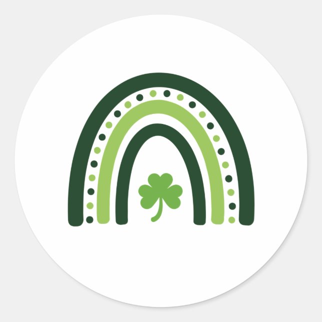 Sticker Rond Shamrock vert Boho Rainbow St. Patrick's Day (Devant)
