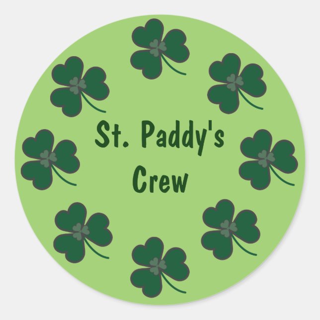 Sticker Rond Shamrocks de l'équipage de St. Paddy (Devant)