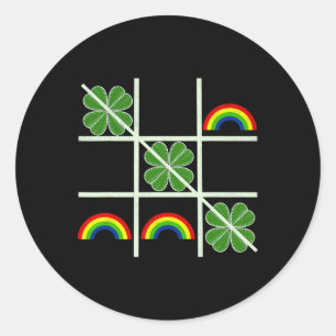 Sticker Rond Shamrocks Et Rainbows Tic Tac Toe Lucky Saint Pat