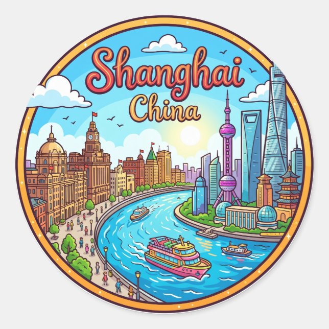 Sticker Rond Shanghai, Chine Chine (Devant)