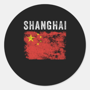 Sticker Rond Shanghai Chine Drapeau Souvenir chinois