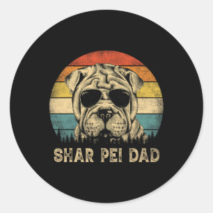 Sticker Rond Shar Pei Papa Amoureux de les chiens Fête des père