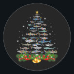 Sticker Rond Shark Christmas Tree Shark Amateurs Cadeaux Hommes<br><div class="desc">Shark Christmas Tree Shark Amateurs Cadeaux Hommes Femmes</div>