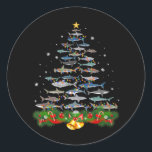 Sticker Rond Shark Christmas Tree Shark Amateurs Cadeaux Hommes<br><div class="desc">Shark Christmas Tree Shark Amateurs Cadeaux Hommes Femmes</div>