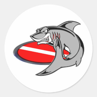 STICKER ROND SHARK DIVER