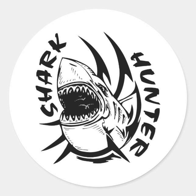 STICKER ROND SHARK HUNTER (Devant)