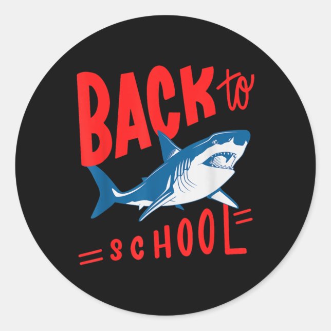 Sticker Rond Shark Retour À L'École Garçons Enseignant Étudiant (Devant)