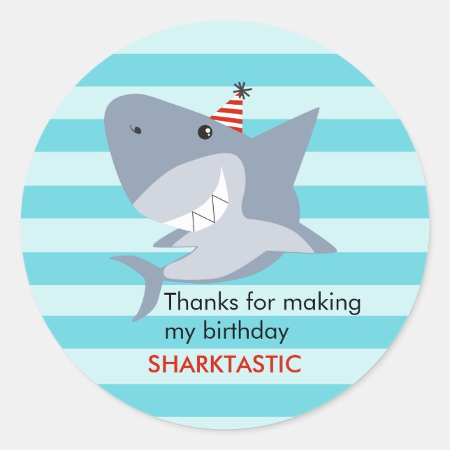 Sticker Rond Shark Sharktastic fête d'anniversaire Favoriser (Devant)