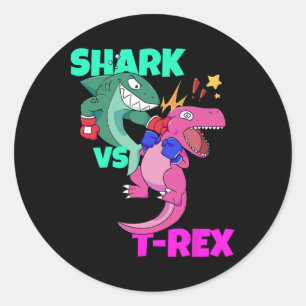 Sticker Rond Shark Vs Dinosaur T Rex Gants De Boxe Pour Enfants