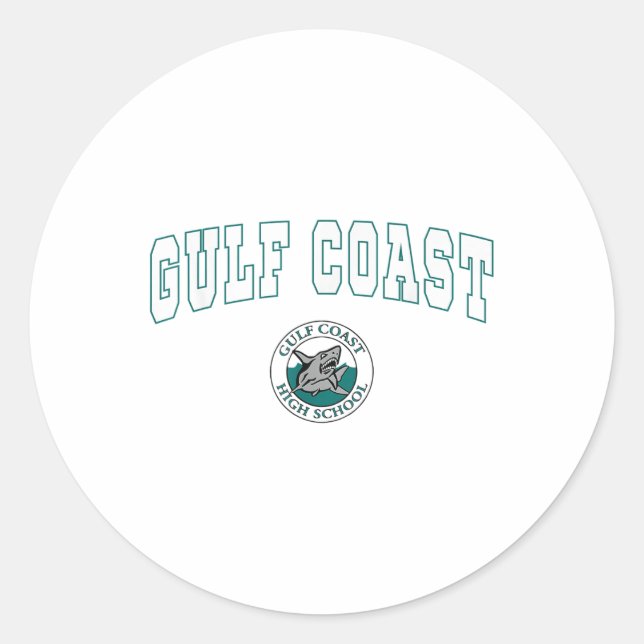 Sticker Rond Sharks de l'école secondaire de la côte du Golfe C (Devant)