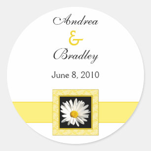 Sticker Rond Shasta Daisy Gold Black Mariage personnalisé