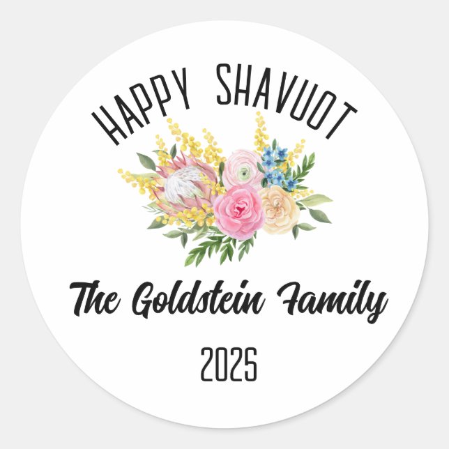 Sticker Rond Shavuot Juive Fête Nom de famille personnalisé (Devant)