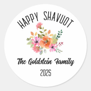 Sticker Rond Shavuot Juive Fête Nom de famille personnalisé