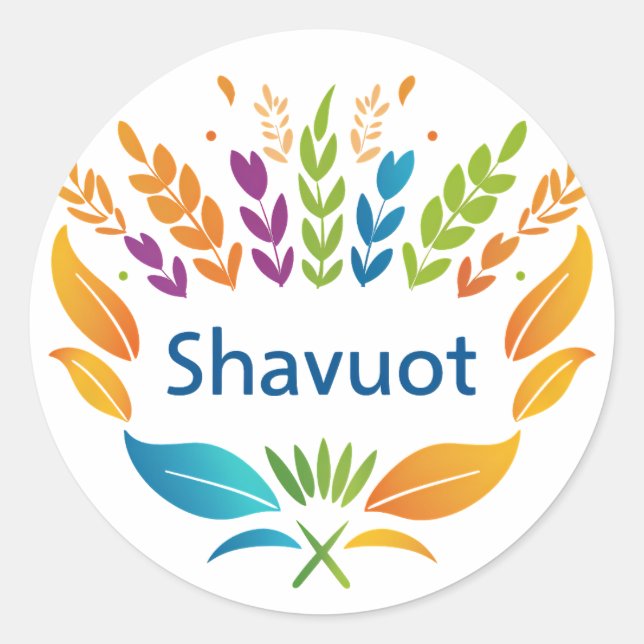 Sticker Rond Shavuot - Symbole Shavuot avec blé coloré (Devant)