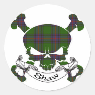 Sticker Rond Shaw Tartan Skull