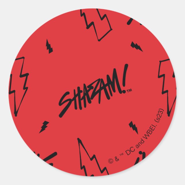 Sticker Rond SHAZAM ! Furie des dieux | Motif de gribouillages (Devant)