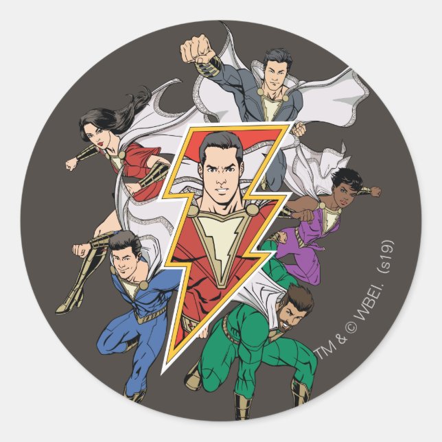 Sticker Rond SHAZAM ! | Shazam Family Graphic (Devant)